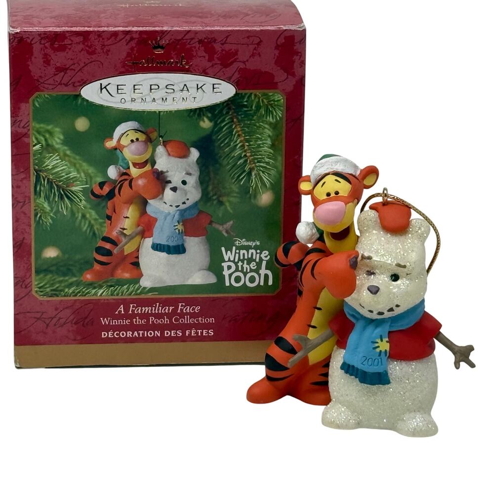 Hallmark 2001 A Familiar Face Winnie the Pooh & Tigger Ornament w/ Box